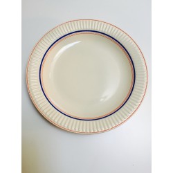 Assiette vintage liserai bleu & rouge