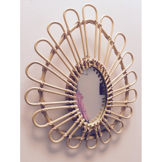 small Rattan mirror Bakker made with love