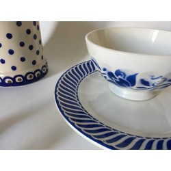 Bol céramique vintage motifs floraux bleus