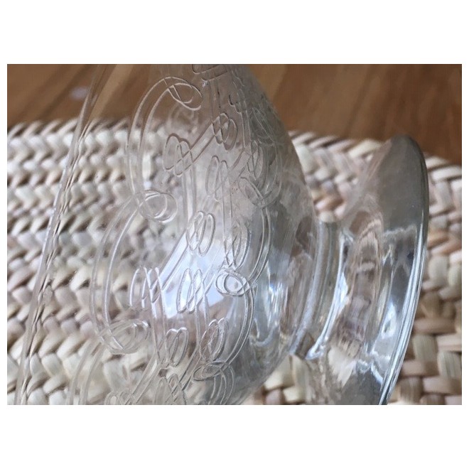 coupe verre à pied gravée vintage