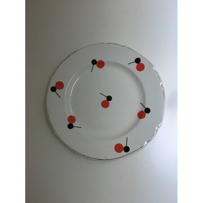 Lot de 7 assiettes à dessert motifs rouge&noir