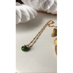 collier perle verre oeil vert porte bonheur