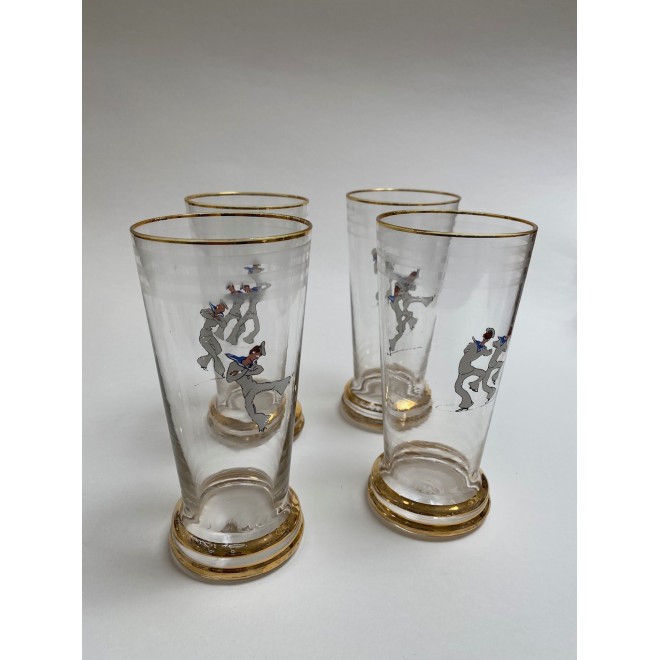 lot de 4 verres à limonade motifs rétro