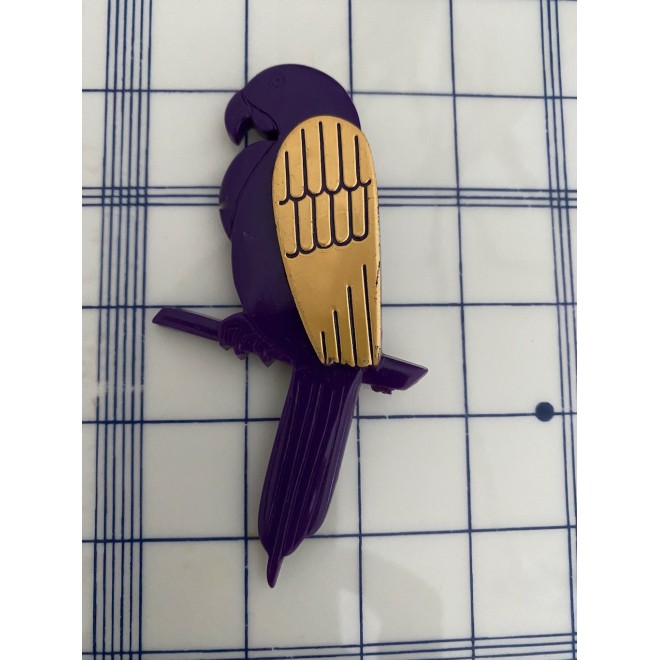 Broche perroquet jaune vintage