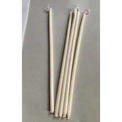 lot de 5 longues bougies fines blanc cassé