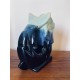 Vase carafe poisson céramique bleu