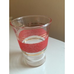 verre vintage ligne rouge sablé