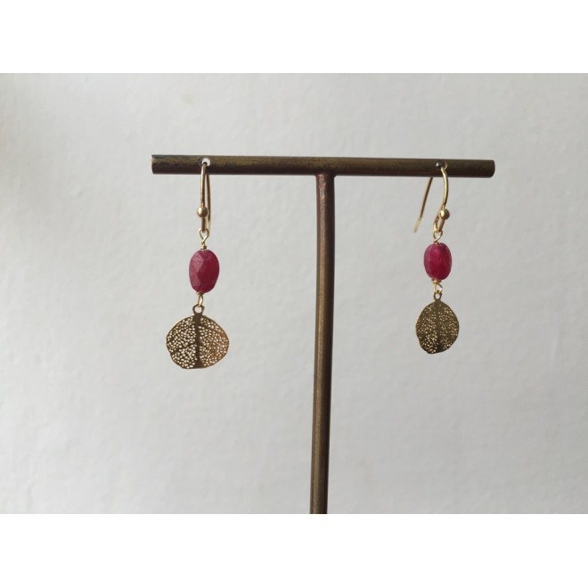 Boucle d'oreilles courtes GIN fuschia