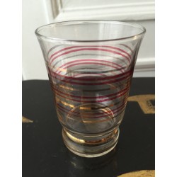 verre vintage ligne rouge et dorée