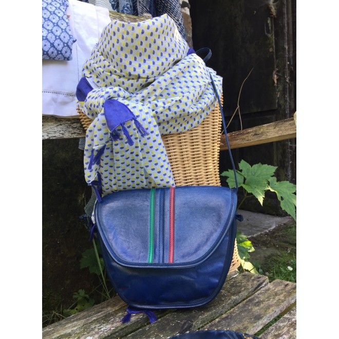 Sac à main vintage irrisé bleu